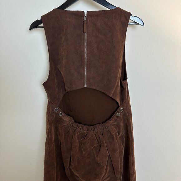 FREE PEOPLE Atlas Cutout Faux Suede Minidress in Chicory Coffee Size Medium - Picture 9 of 14
